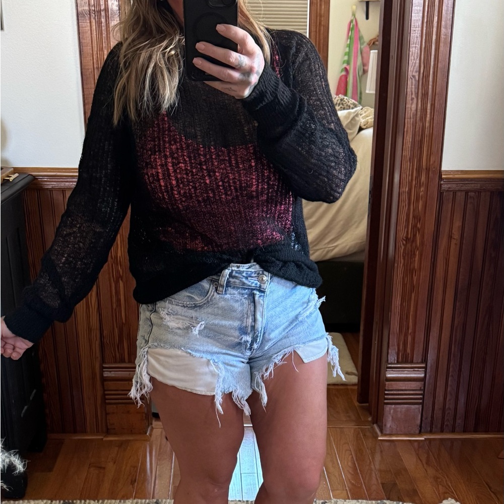 NWOT Zara Black Sheer Knit Sweater
